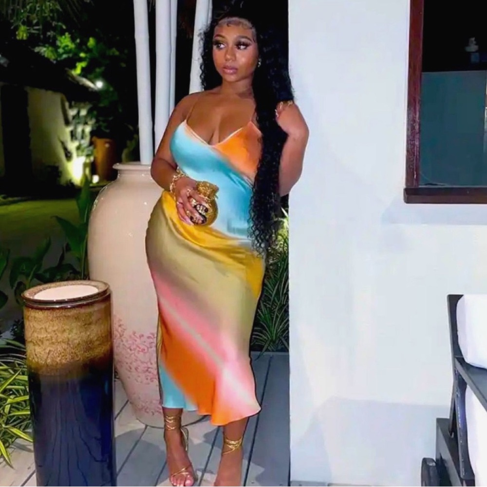 Multicolor Gradient Slip Dress